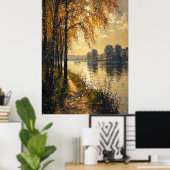 Autumn Riverside Path in impressionistische stijl Poster (Thuiskantoor)