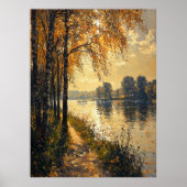 Autumn Riverside Path in impressionistische stijl Poster (Voorkant)