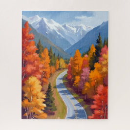 Autumn Road | Fall Foliage Watercolor Nature Legpuzzel