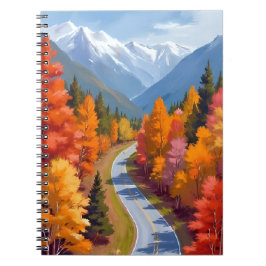 Autumn Road | Fall Foliage Watercolor Nature Notitieboek
