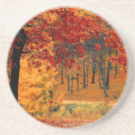 Autumn Road Zandsteen Onderzetter