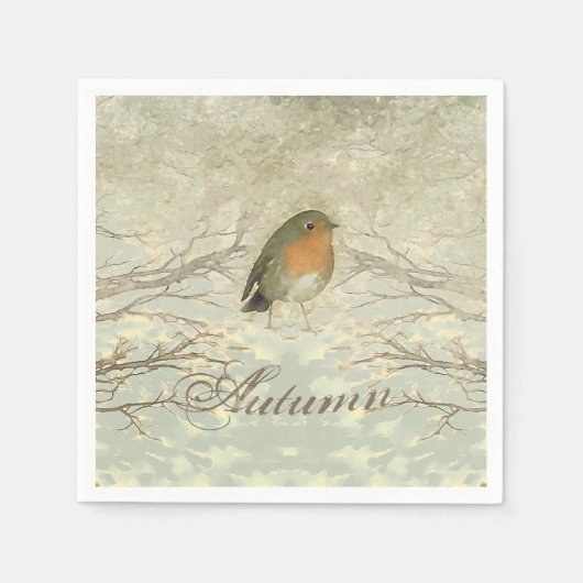 AUTUMN ROBIN Herfst Branches Servetten (Voorkant)