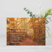 Autumn Romantic Forest Path Wedding Invitation Kaart (Staand voorkant)