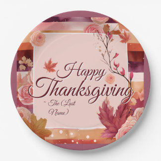 Autumn Rose Happy Thanksgiving Paper Napkin Papieren Bordje