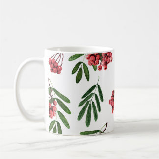 Autumn Rowan, heldere Waterverf achtergrond. Koffiemok