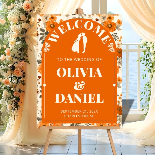 Autumn Rust Entry Sign with Leaves