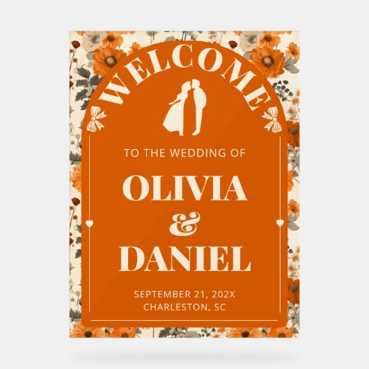 Autumn Rust Entry Sign with Leaves Acryl Bord (Voorkant)