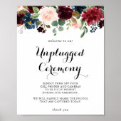 Autumn Rustic Calligraphy Unplugged Ceremony Sign Poster (Voorkant)