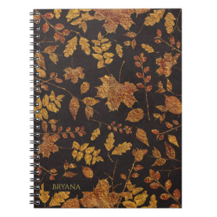 Autumn Rustic Golden Leaves Elegant Herfst Notitieboek