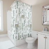 Autumn Rustic Mountain Cabin Forest Douchegordijn (In situ)