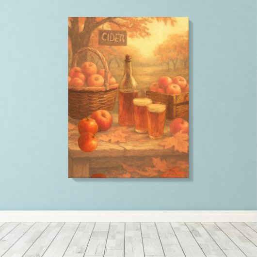 Autumn’s Pour - Rustic Cider Tasting Canvas Afdruk (Insitu (Houten vloer))