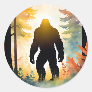 Autumn Sasquatch kleurrijk landschap Ronde Sticker
