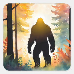 Autumn Sasquatch kleurrijk landschap Vierkante Sticker