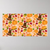 Autumn seamless pattern, cute fall cartoon texture poster (Voorkant)