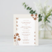 Autumn Side Floral Mariage Diner Carte Menu (Debout devant)