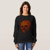 Autumn Skull Shape Fall Leaves Graphics Halloween Trui (Voorkant volledig)