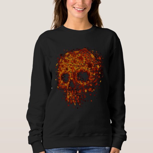 Autumn Skull Shape Fall Leaves Graphics Halloween Trui (Voorkant)