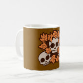 Autumn Skulls with Fall Leaves Wreath Seasonal Fun Koffiemok (Voorkant links)