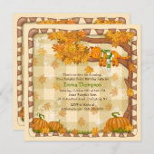 Autumn Sleepy Cat Invitation Kaart (Voorkant / Achterkant)