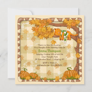 Autumn Sleepy Cat Invitation Kaart