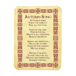 Autumn Song Red Art Thanksgiving Poem Magnet Magneet