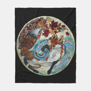 Autumn Spiral Fox Fleece Deken