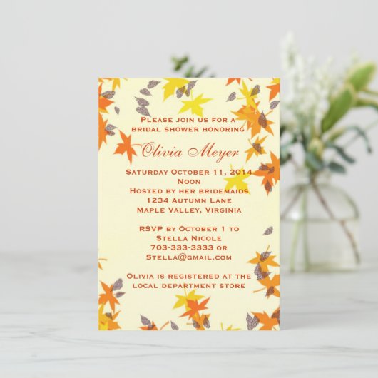 Autumn Splendor Bridal Shower Uitnodiging (Staand voorkant)