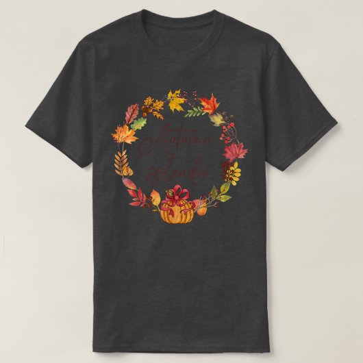 Autumn Splendor Cute Fall Leaves Autumn Pumpkins W T-shirt (Design voorkant)