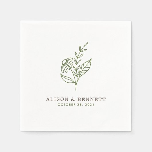 Autumn Sprig Fall Wedding Napkins (groen) Servet (Voorkant)