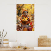 Autumn Squirrel Art Print, Cozy Fall Poster (Keuken)