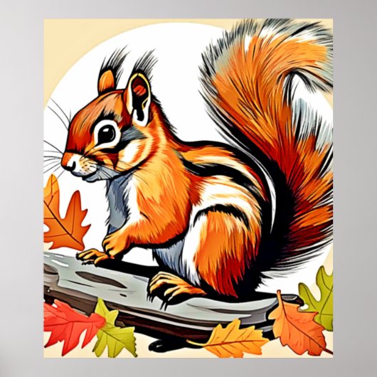 Autumn Squirrel Charm Design Poster (Voorkant)
