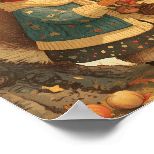 Autumn Squirrel Harvest Nursery Wall Art Poster