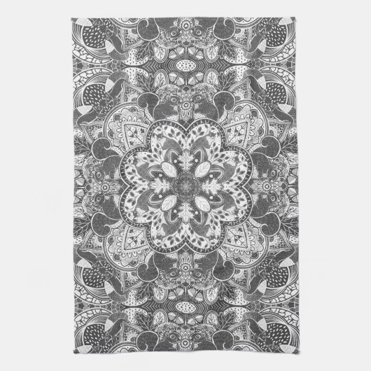 Autumn Squirrel Mandala met de hand getekend Theedoek (Verticaal)