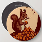 🐿️ Autumn Squirrel Pin Button / Badge - Clothing  (Devant & derrière)