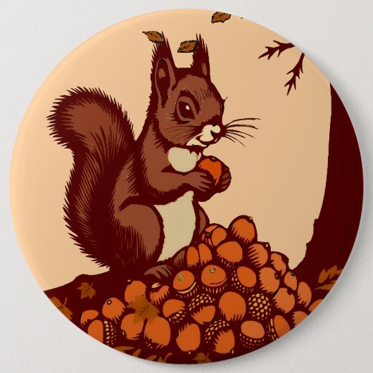 🐿️ Autumn Squirrel Pin Button / Badge - Clothing  (Devant)