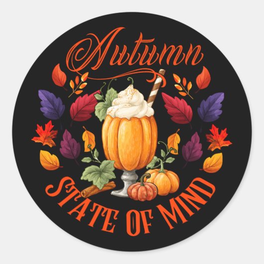 Autumn State of Mind Black Ronde Sticker (Voorkant)