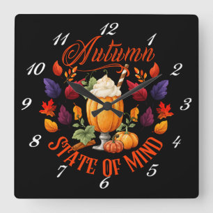 Autumn State of Mind Black Vierkante Klok