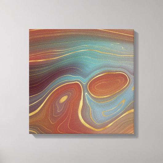 Autumn Strata | Terra Cotta Blauwgroen en Gold Aga Canvas Afdruk (Voorkant)