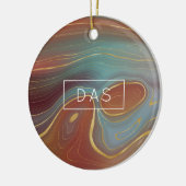 Autumn Strata | Terra Cotta Blauwgroen en Gold Aga Keramisch Ornament (Links)