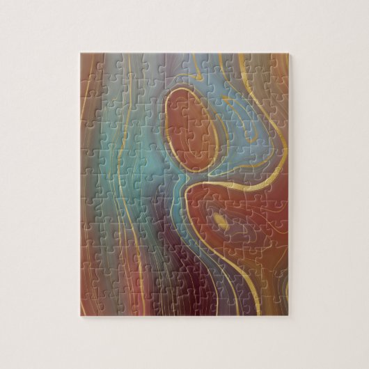 Autumn Strata | Terra Cotta Blauwgroen en Gold Aga Legpuzzel (Verticaal)