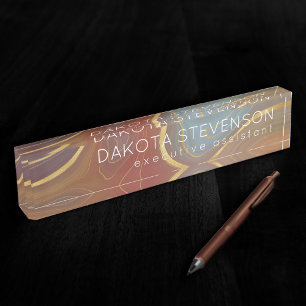 Autumn Strata   Terra Cotta Blauwgroen en Gold Aga Naambordje