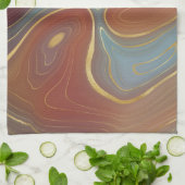 Autumn Strata | Terra Cotta Blauwgroen en Gold Aga Theedoek (Gevouwen)