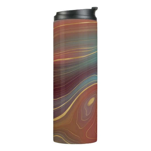 Autumn Strata | Verbrandde Oranje goudhoudende Bla Thermosbeker (Gedraaid links)