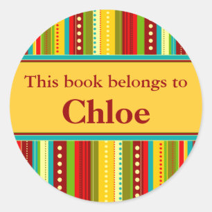 Autumn Stripes Boekenlabel Ronde Sticker