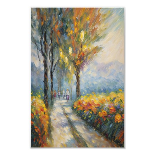 Autumn Stroll Impressionist Pathway Scene Foto Afdruk (Voorkant)