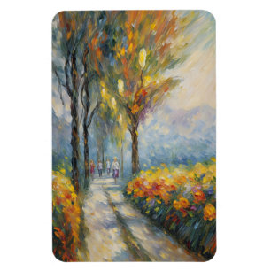 Autumn Stroll Impressionist Pathway Scene Magneet