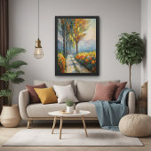 Autumn Stroll Impressionist Pathway Scene Poster