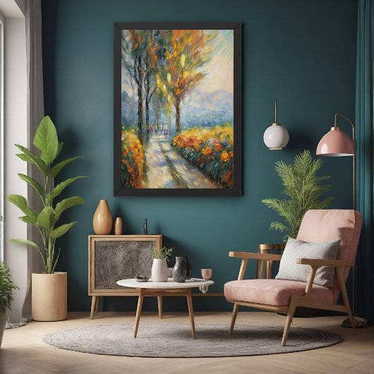 Autumn Stroll Impressionist Pathway Scene Poster