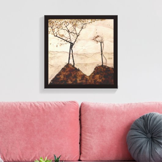 Autumn Sun en Trees van Egon Schiele,  kunst Canvas Afdruk (Insitu (Woonkamer))