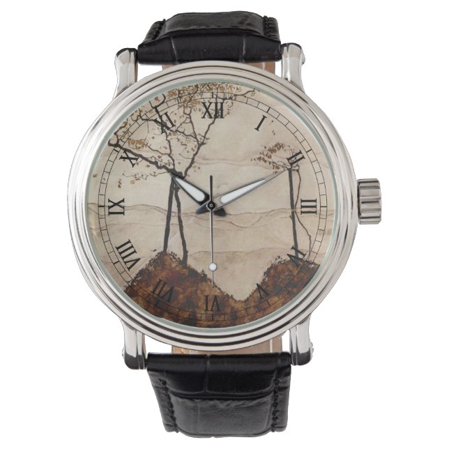 Autumn Sun en Trees van Egon Schiele,  kunst Horloge (Voorkant)